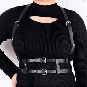 Plus Size Black Body Harness Belt
